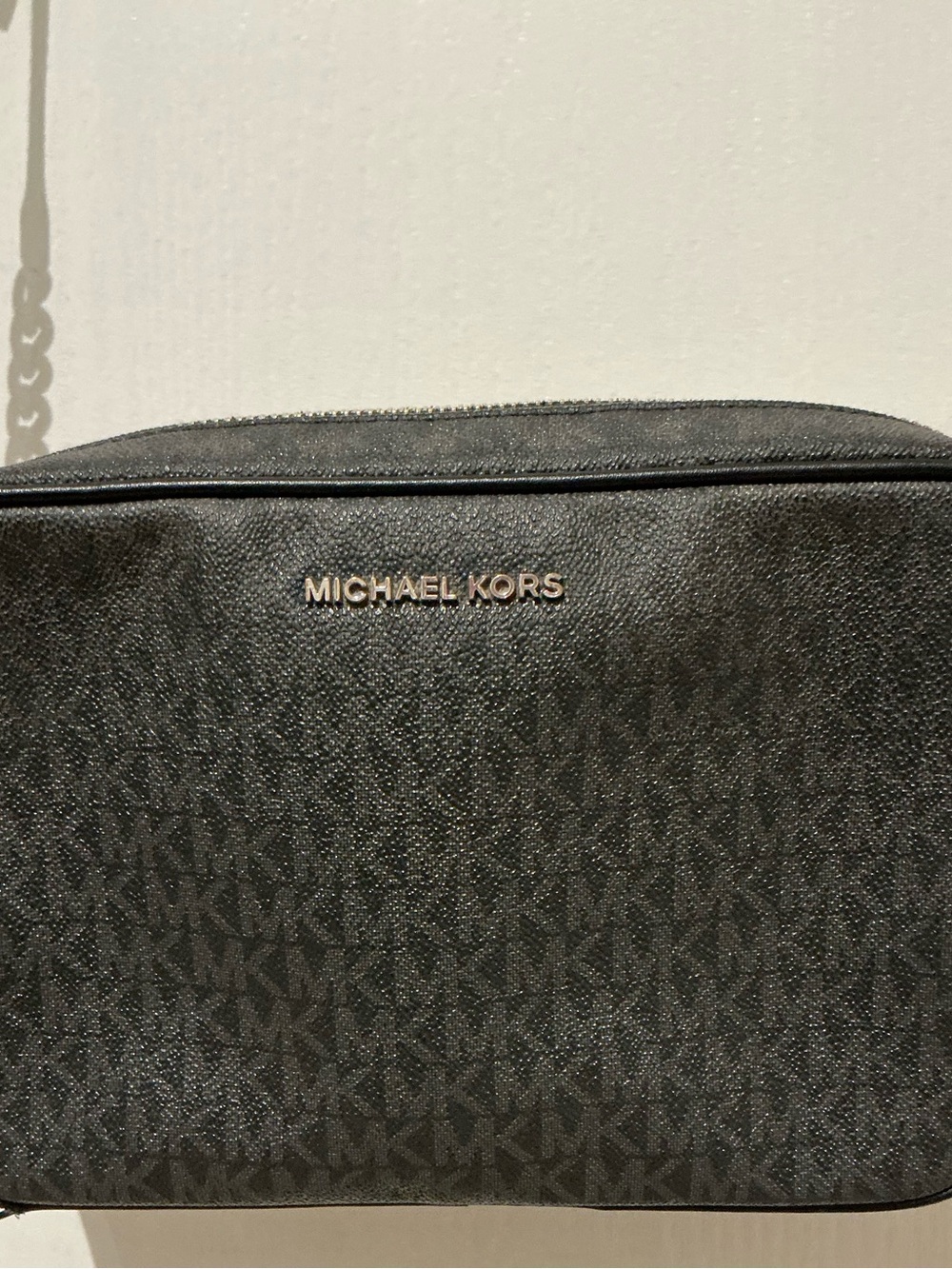 Michael Kors Black MK Signature Toiletry Kit with Gold Logo